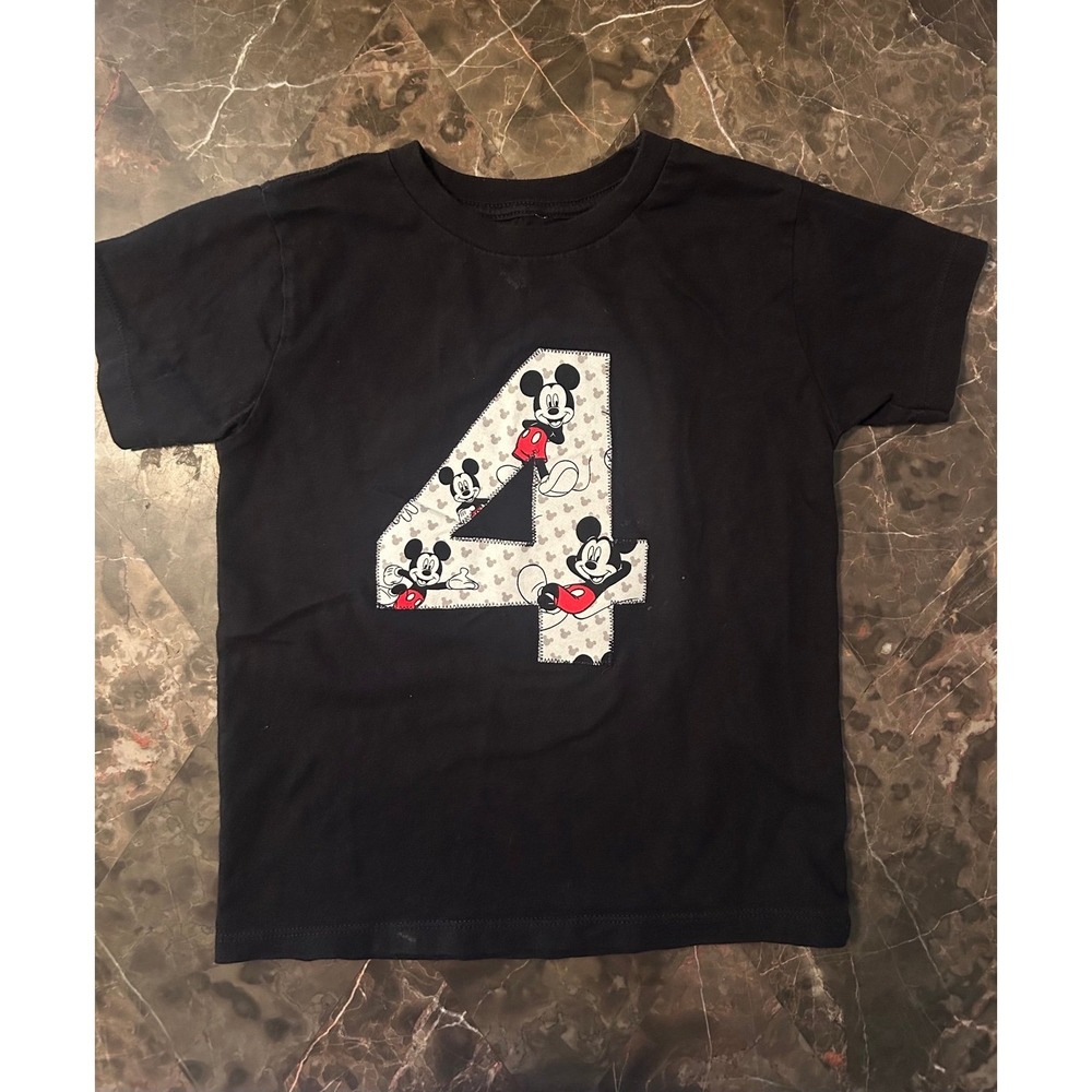 Mickey Mouse 4th Birthday Black Shirt Handmade 4T 5T